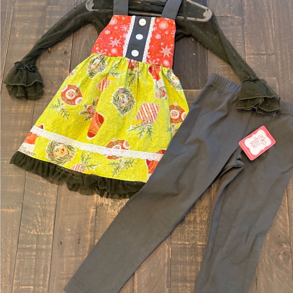 Ricrac & Ruffles girls holiday Matching Set 3 pc size 3T nwt